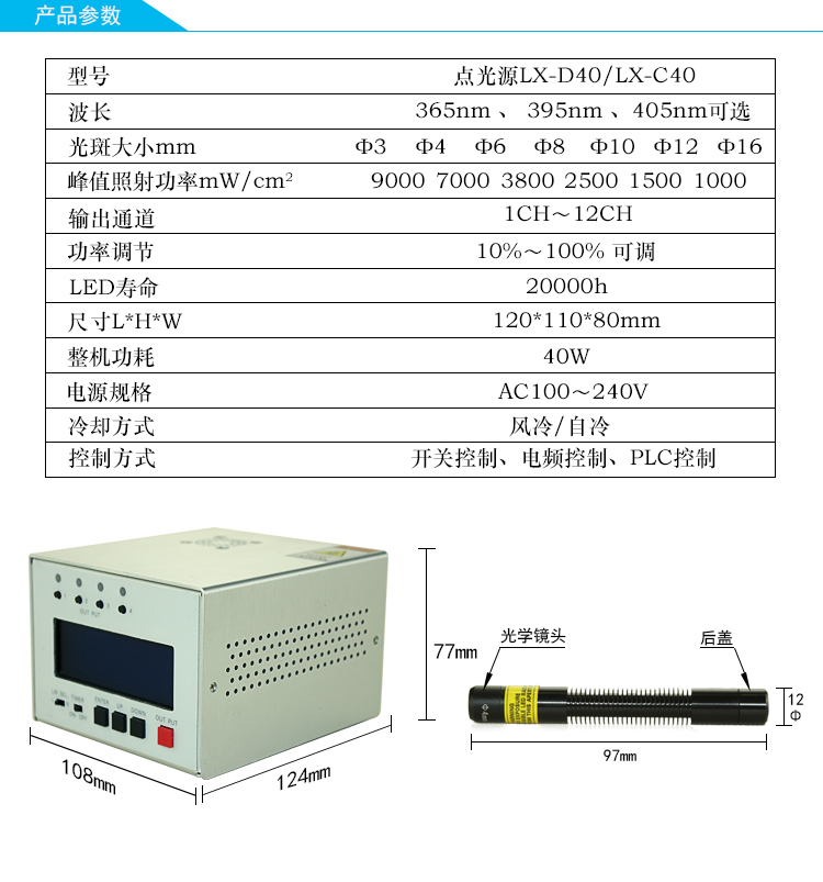 uvled點(diǎn)光源固化機(jī)lx-d40產(chǎn)品參數(shù)leduv固化機(jī)4通道uvled固化機(jī)