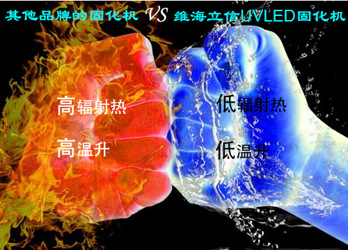 維海立信UVLED固化機(jī)與傳統(tǒng)UV固化機(jī)熱輻射對(duì)比圖